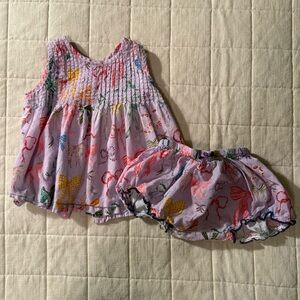 Pink Chicken NYC Jaipur 2-Piece Lavender Bows Set • Size 18-24 Months